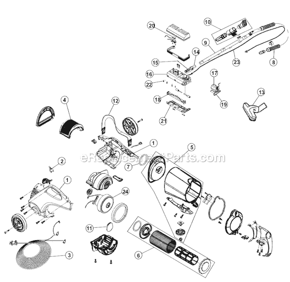 Page A Diagram and Parts List for M082581  Dirt Devil Canister Vacuum